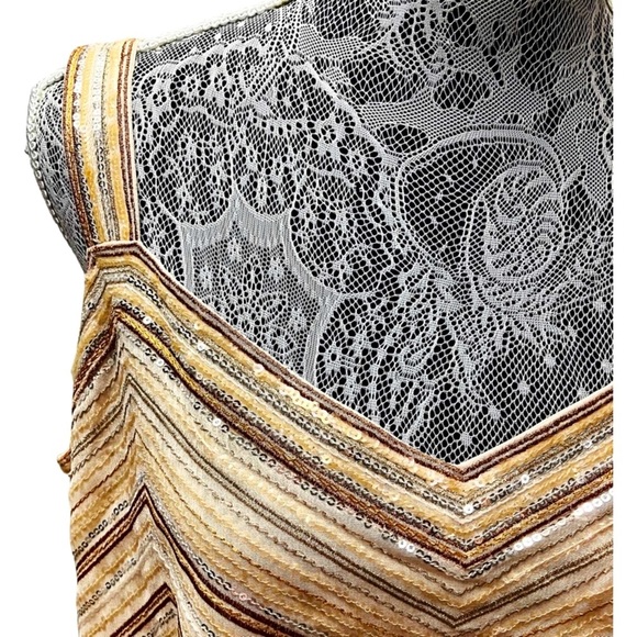 LIZ CLAIBORNE Tank Top Shell SZ X-Large Champagne Sequin Viscose Lined - Picture 7 of 8